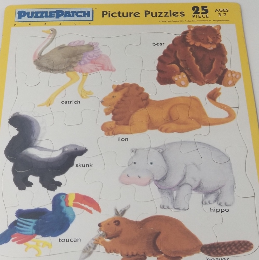 1991 Puzzle Patch Picture Puzzles 25 Piece Frame Tray Puzzle